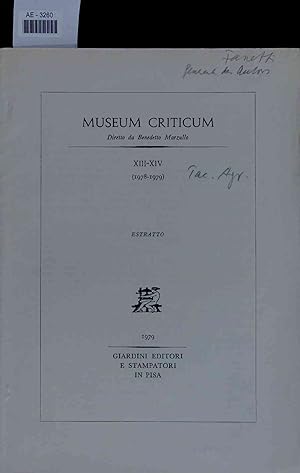Bild des Verkufers fr Museum Criticum. XIII-XIV zum Verkauf von Antiquariat Bookfarm