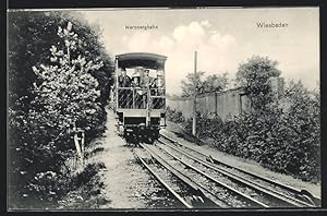 Ansichtskarte Wiesbaden, Nerobergbahn mit Lokführer