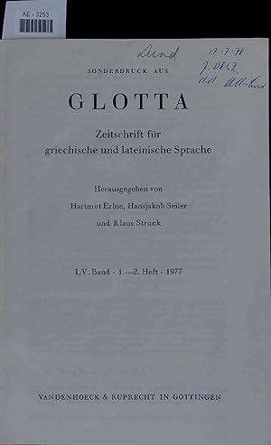 Imagen del vendedor de Glotta. Zeitschrift fr griechische und lateinische Sprache. L V. Band. 1. - 2. Heft a la venta por Antiquariat Bookfarm