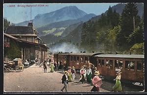 Ansichtskarte Brünigbahn bei dem Bahnhof Brünig