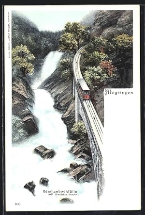 Ansichtskarte Drahtseilbahn am Reichenbachfall, Bergbahn, Wasserfall