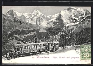 Ansichtskarte Mürrenbahn, Eiger, Mönch und Jungfrau