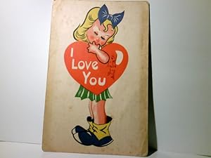 Vintage / Nostalgie. I Love You. Alte Ansichtskarte / Postkarte farbig, ungel. beschrieben 1945. ...