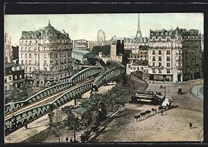 Carte postale Paris, La Rue Lecourbe, U-Bahn-Trasse