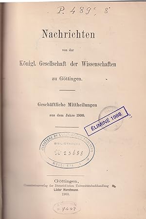 Nachrichten von der knigl : Gesellschaft der wissenschaften zu Gttingen 1900-1903