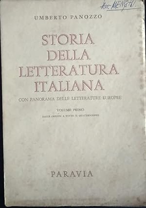 Immagine del venditore per Storia della letteratura italiana. Volume primo venduto da librisaggi