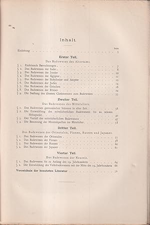 Imagen del vendedor de Abhandlungen zur Geschichte der Medicin. - Heft VII - Die Geschichte des Badewesens. - Mit 13 Abbildungen im Text. a la venta por PRISCA