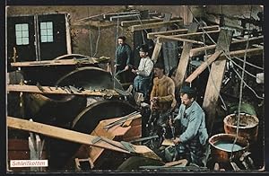 Ansichtskarte Fabrikarbeiter in einer Schleifkotte, Serie Bergisch-Märkischer Gewerbefleiss