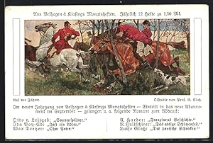 Seller image for Knstler-Ansichtskarte Auf der Fhrte, Velhagen, Klasings Monatshefte, Jagdszene for sale by Bartko-Reher