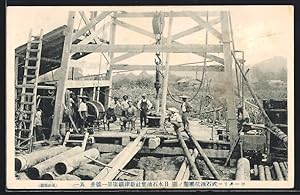 Ansichtskarte Nitsu, Arbeiter im Bergbau