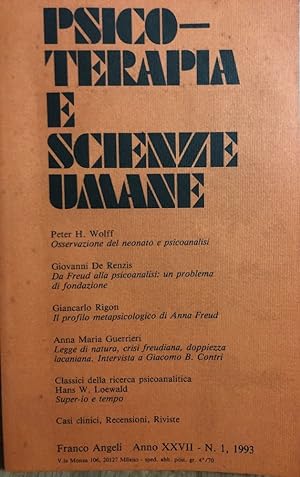 Psicoterapia e Scienze Umane. Anno XXVII - N1, 1993