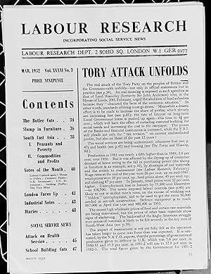 Seller image for Labour Research March 1952 / TORY ATTACK UNFOLDS / Slump in Furniture/ SOUTH EAST ASIA / London Fares Up / ATTACK ON THE HEALTH SERVICE/ School Building Cuts for sale by Shore Books