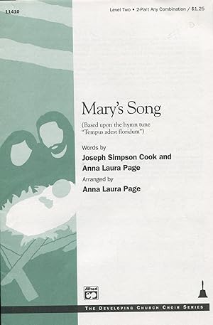 Imagen del vendedor de Mary's Song; for two-part any combination voices, accompanied, with optional handbells a la venta por Waysidebooks