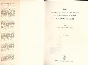 Seller image for Das mittelalterliche Dorf als Friedens- und Rechtsbereich for sale by avelibro OHG