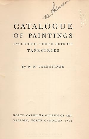 Catalogue of paintings, including three sets of tapestries