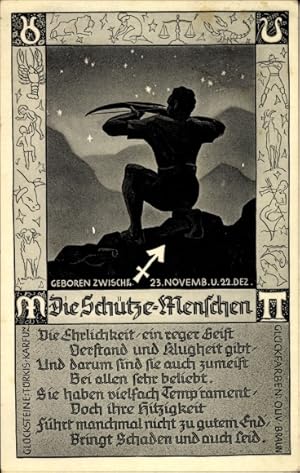 Ansichtskarte / Postkarte Sternzeichen Schütze, Sagittarius, 23. November bis 21. Dezember