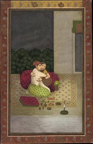 Ansichtskarte / Postkarte Indien, Liebespaar auf der Haremsterrasse, Jahr 1700