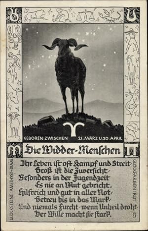 Bild des Verkufers fr Ansichtskarte / Postkarte Sternzeichen Widder, Aries, 21. Mrz bis 20. April zum Verkauf von akpool GmbH