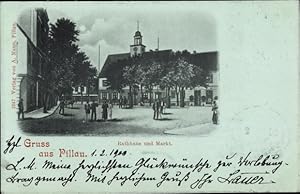 Ansichtskarte / Postkarte Baltijsk Pillau Ostpreußen, Rathaus, Markt