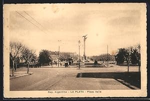 Postcard La Plata, Plaza Italia