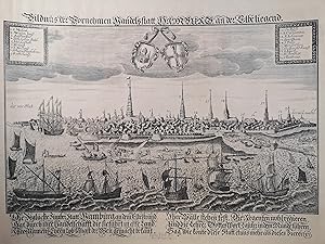 Lithographie um 1920. Bildnus der vornehmen Handelsstatt Hamburg. 1680.