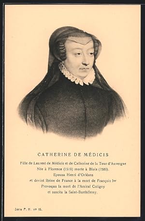 Image du vendeur pour Carte postale Catherine de Mdicis, Fille de Laurent de Mdicis et de Catherine de la Tour d`Auvergne mis en vente par Bartko-Reher