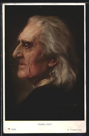 Bild des Verkufers fr Ansichtskarte Portrait Franz Liszt zum Verkauf von Bartko-Reher