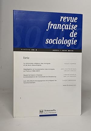 Seller image for Revue franaise de sociologie / avril-juin 2014 for sale by crealivres
