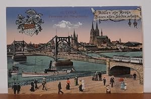 Ansichtskarte AK Coeln / Köln. Panorama mit Hängebrücke