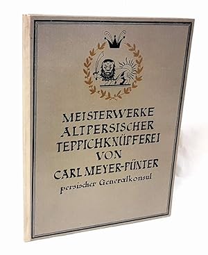 Bild des Verkufers fr Meisterwerke altpersischer Teppichknpferei. Sammlung stylgetreuer Nachschpfungen nach weltberhmten Originalen orientalischer Teppichkunst aus dem 16. und 17. Jahrhundert. Mit einem Vorwort von Prof. Dr. Artur Weese in Bern. Mit 12 Farbentafeln. zum Verkauf von Antiquariat Dennis R. Plummer