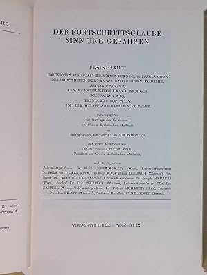 Seller image for Der Fortschrittsglaube. Sinn und Gefahren. Festschrift. Studien der Wiener katholischen Akademie; Bd. 5 for sale by books4less (Versandantiquariat Petra Gros GmbH & Co. KG)