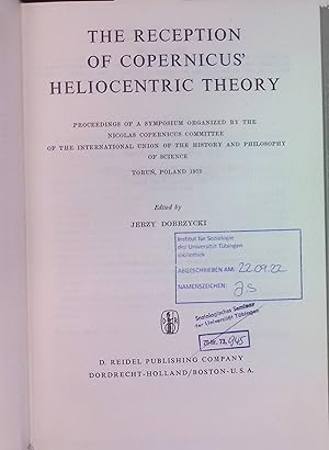 Seller image for The Reception of Copernicus Heliocentric Theory for sale by books4less (Versandantiquariat Petra Gros GmbH & Co. KG)