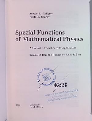 Imagen del vendedor de Special Functions of Mathematical Physics: A Unified Introduction with Applications a la venta por books4less (Versandantiquariat Petra Gros GmbH & Co. KG)