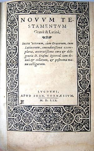 Image du vendeur pour Novum Testamentum Graec & Latin. mis en vente par Librairie des Colporteurs - Manuscrit