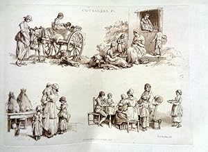 Cottagers Plate 1. 1806. Aquatint Sepia Print dated 1807. English Rural Life.