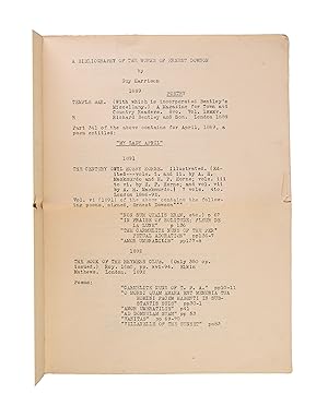 Bild des Verkufers fr A Bibliography of the Works of Ernest Dowson zum Verkauf von Maggs Bros. Ltd ABA, ILAB, PBFA, BA