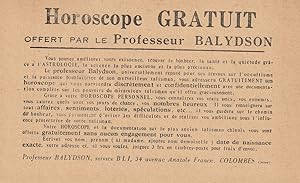 1890's FREE Horoscope coupon by Professeur Balydson