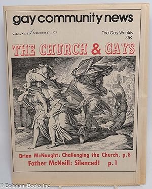 Bild des Verkufers fr GCN: Gay Community News; the gay weekly; vol. 5, #11, September 17, 1977: The Church & Gays zum Verkauf von Bolerium Books Inc.