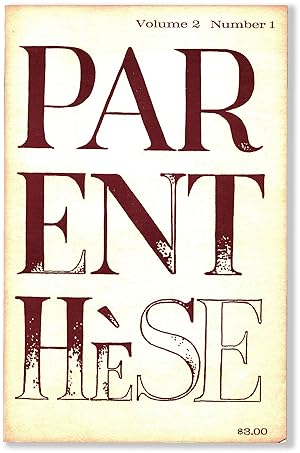 Image du vendeur pour PARENTHESES Vol. 2, No. 1/ POEMS mis en vente par Lorne Bair Rare Books, ABAA