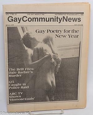 Bild des Verkufers fr GCN: Gay Community News; the gay weekly; vol. 7, #23, December 29, 1979; Gay Poetry for the New Year zum Verkauf von Bolerium Books Inc.