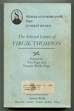 Bild des Verkufers fr The Selected Letters of Virgil Thomson zum Verkauf von Between the Covers-Rare Books, Inc. ABAA