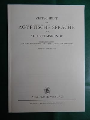 Bild des Verkufers fr Zeitschrift fr gyptische Sprache und Altertumskunde - Band/Bd. 119, Heft 1 zum Verkauf von Buchantiquariat Uwe Sticht, Einzelunter.