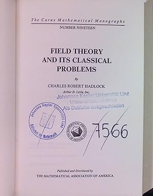 Seller image for Field Theory and its Classical Problems Carus Mathematical Monographs for sale by books4less (Versandantiquariat Petra Gros GmbH & Co. KG)