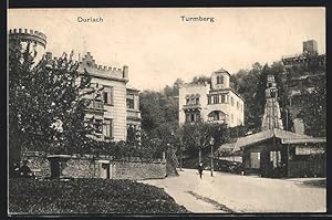 Ansichtskarte Durlach, Turmberg mit Bergbahn