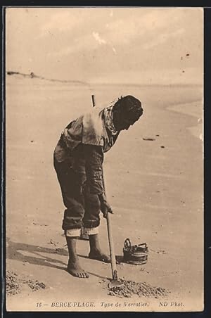 Ansichtskarte Berck-Plage, Type de Verrotier, Muschelsammler