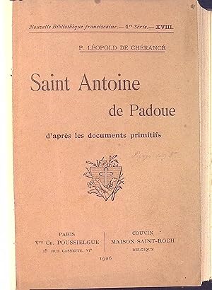 Imagen del vendedor de Saint Antoine de Padoue d'aprs les documents primitifs Nouvelle Bibliothque franciscaine, 1re Srie, XVIII a la venta por books4less (Versandantiquariat Petra Gros GmbH & Co. KG)