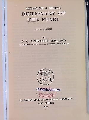 Image du vendeur pour A Dictionary of the Fungi. mis en vente par books4less (Versandantiquariat Petra Gros GmbH & Co. KG)