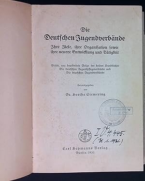 Seller image for Die deutschen Jugendverbnde. Ihre Ziele, ihre Organisation sowie ihre neuere Entwicklung und Ttigkeit. for sale by books4less (Versandantiquariat Petra Gros GmbH & Co. KG)