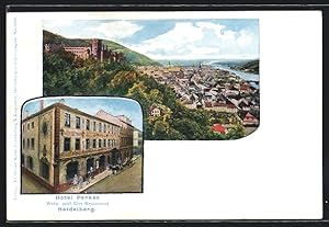 Imagen del vendedor de Ansichtskarte Heidelberg, Stadtansicht und Hotel Perkeo a la venta por Bartko-Reher