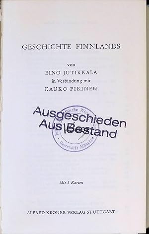 Bild des Verkufers fr Geschichte Finnlands. Krners Taschenbuchausgabe, Bd. 365. zum Verkauf von books4less (Versandantiquariat Petra Gros GmbH & Co. KG)